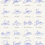 Collage de firmas legibles con estilo para nombres latinos.