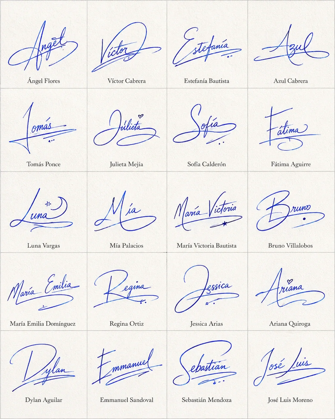 Cómo Crear una Firma Legible sin Perder Estilo Collage de firmas legibles con estilo para nombres latinos.