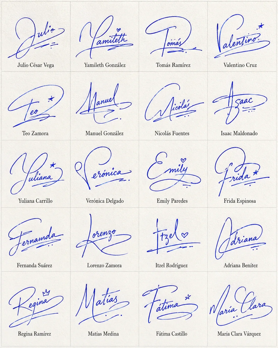 Cómo Elegir una Firma Bonita para tu Nombre Collage de firmas bonitas para elegir un estilo manuscrito según tu nombre.
