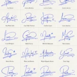 Collage de firmas con rúbrica bonita para nombres latinos en estilo manuscrito.