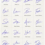 Collage de firmas cortas y fáciles de recordar para nombres latinos.