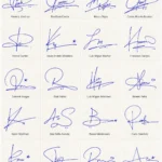 Collage de ideas para inventar una firma original desde cero.