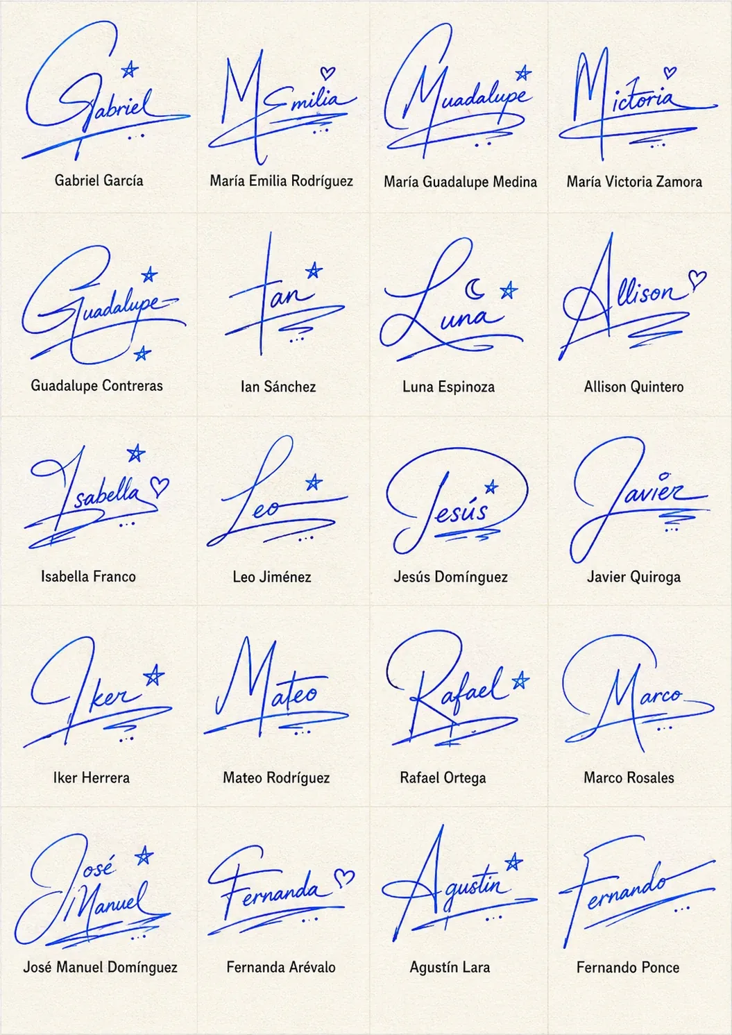 Firmas bonitas para escribir rápido y con estilo Collage de firmas bonitas para escribir rápido y con estilo en 20 nombres latinos.