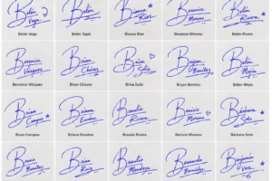Collage de firmas con la letra B para nombres latinos con ideas bonitas manuscritas.