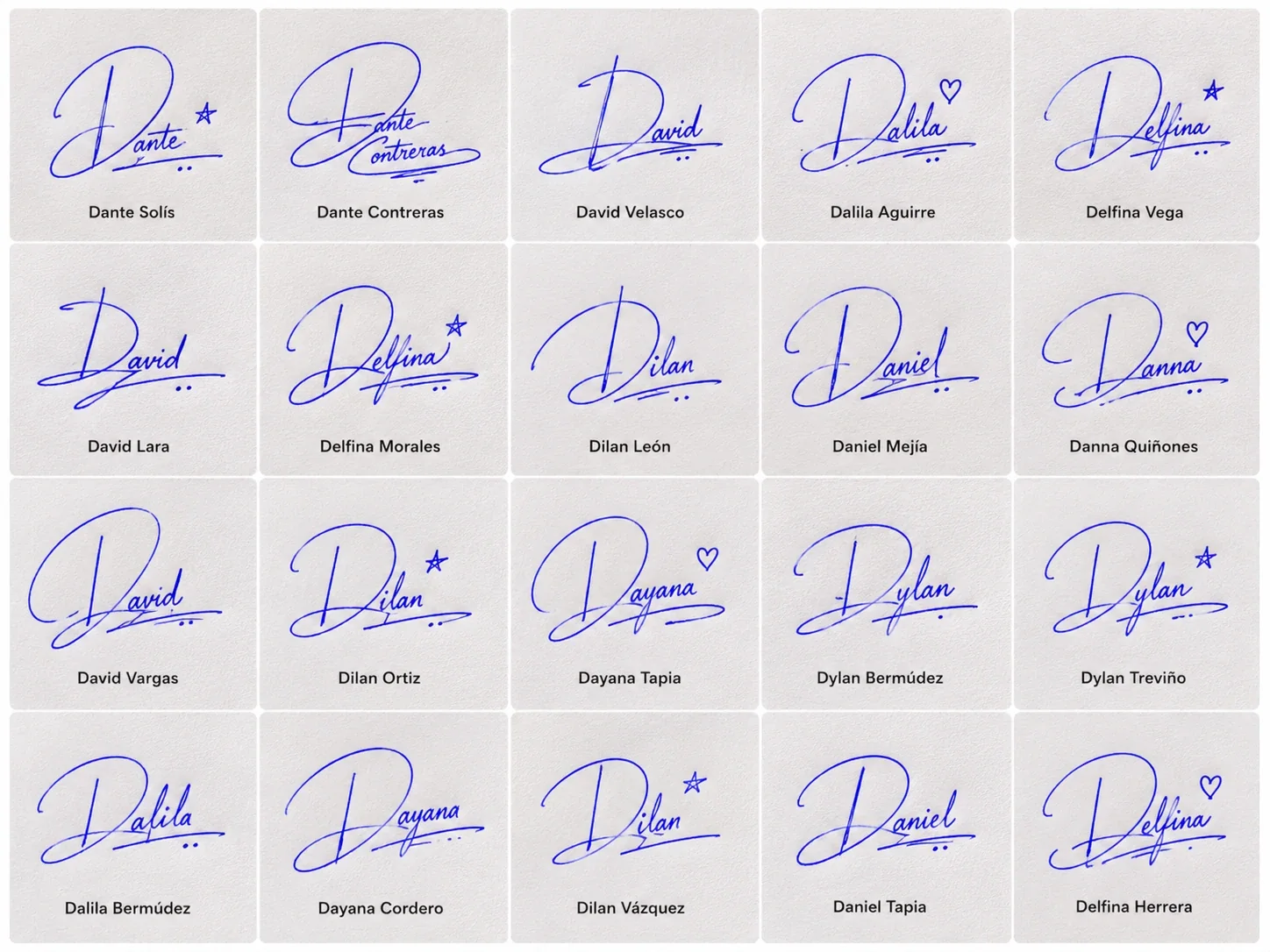 Collage de firmas con la letra D para nombres latinos con diseños bonitos y fáciles.