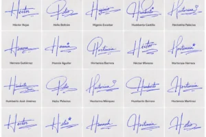 Collage de firmas con la letra H para nombres latinos en diseños simples y bonitos.