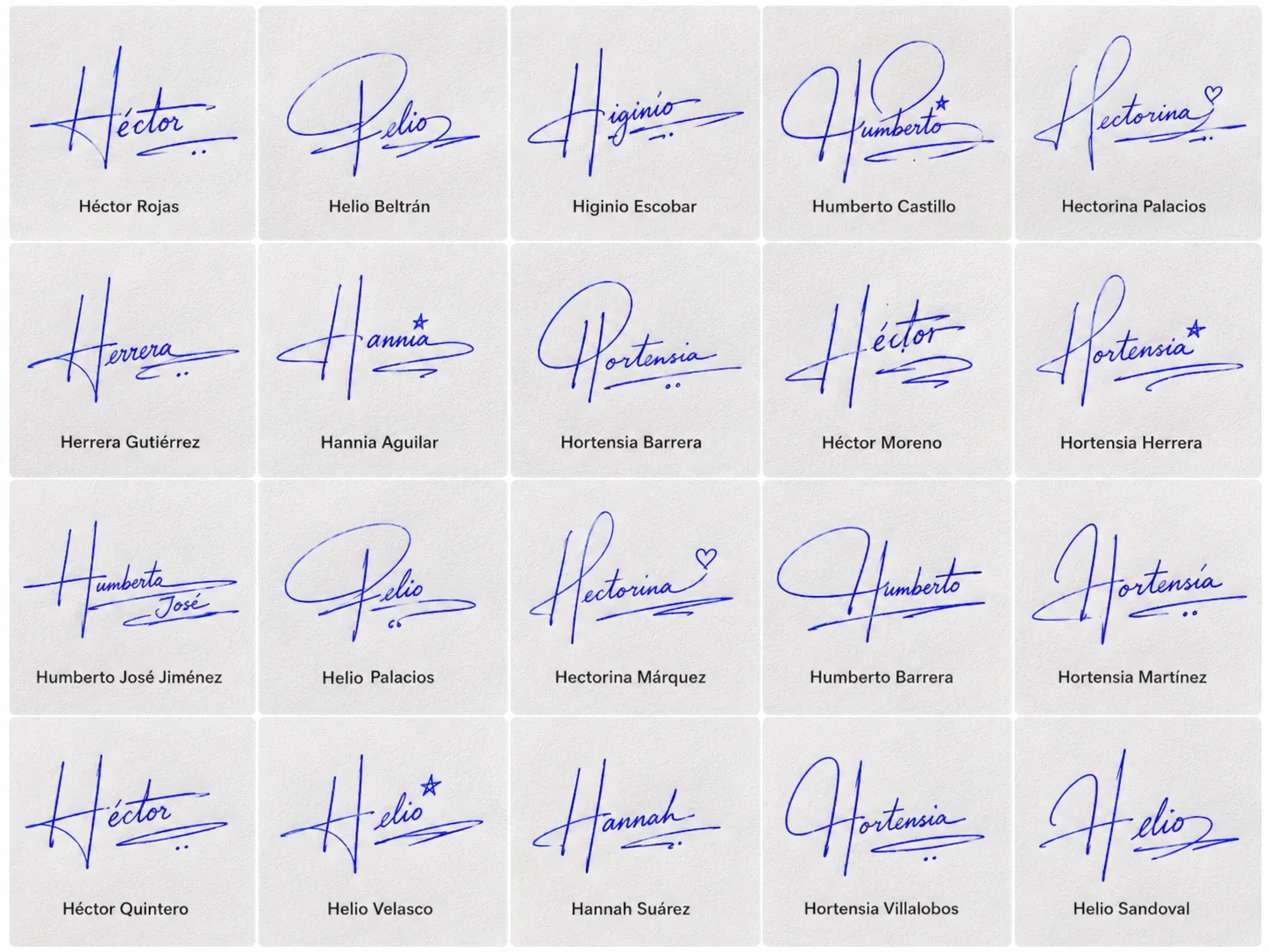 Firmas con la letra H simples y bonitas Collage de firmas con la letra H para nombres latinos en diseños simples y bonitos.