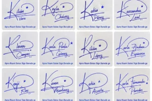 Collage de firmas con la letra K para nombres latinos con ideas manuscritas originales.