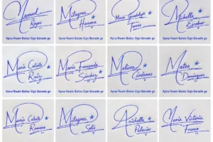 Collage de firmas con la letra M para nombres latinos con 20 ideas elegantes.