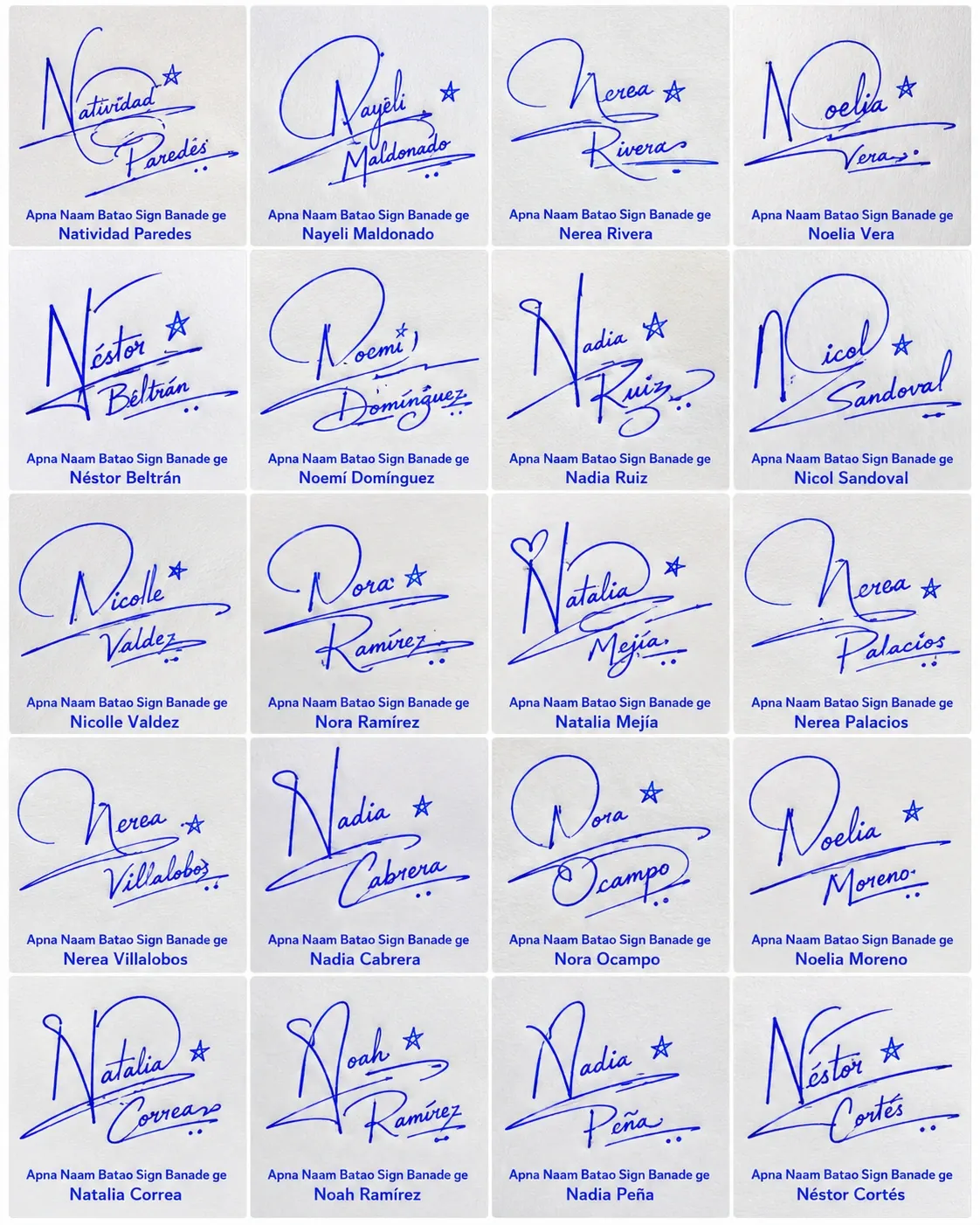 Firmas con la letra N fáciles Collage de firmas con la letra N para nombres latinos con estilos manuscritos fáciles.