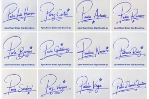 Collage de firmas con la letra P para nombres latinos con diseños bonitos y modernos.