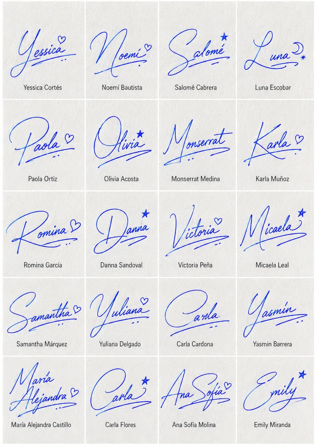 Firmas lindas para nombres de mujer y hombre Collage de firmas lindas para nombres de mujer y hombre con 20 ideas manuscritas para inspiración.