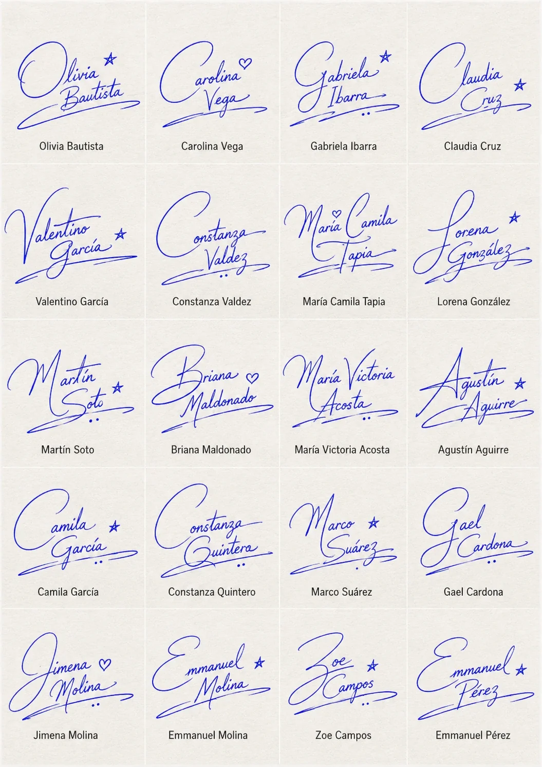 Collage de firmas para apellidos con ideas elegantes y rúbricas manuscritas.