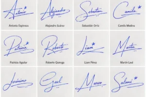 Collage de firmas para documentos con ideas claras y elegantes para nombres latinos.