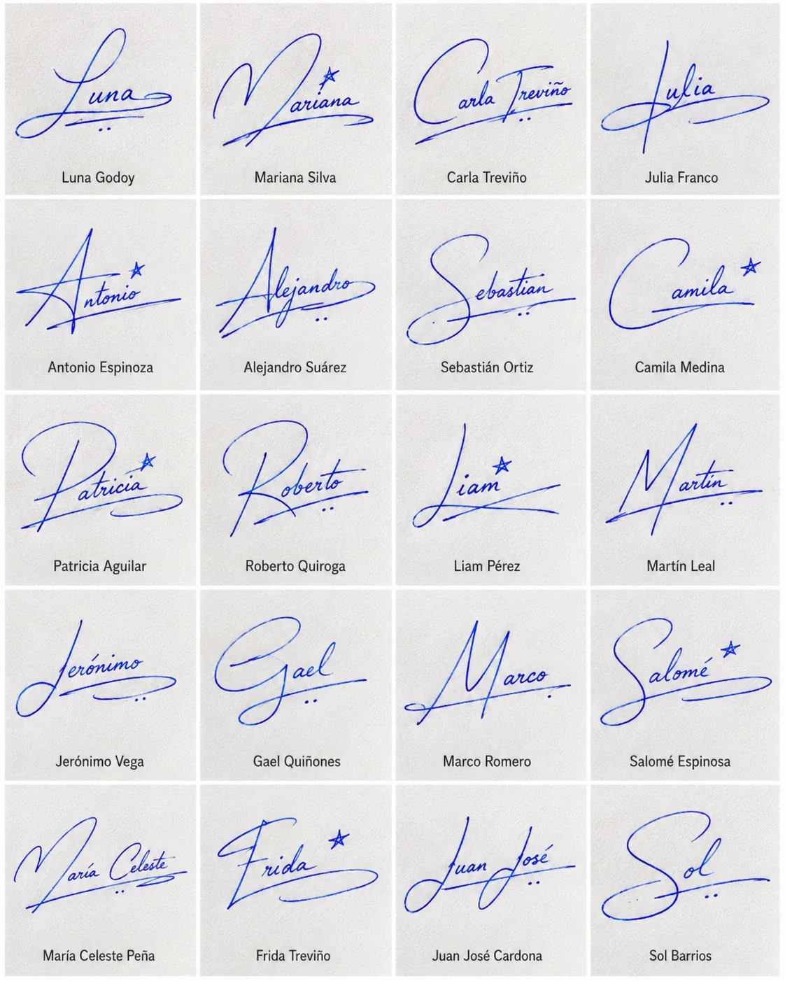 Firmas para documentos claras y elegantes Collage de firmas para documentos con ideas claras y elegantes para nombres latinos.