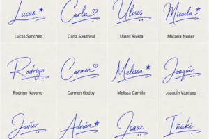 Collage de firmas para nombres cortos con estilos simples y elegantes.