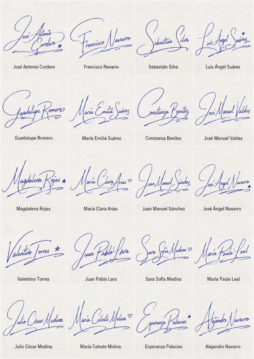 Firmas para Nombres Largos Collage de firmas para nombres largos con diseños manuscritos elegantes y equilibrados.