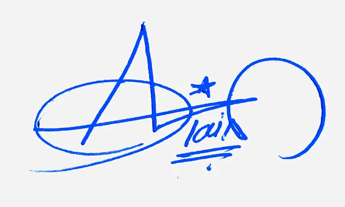Alaina creative signature ideas handwritten signature example in blue ink