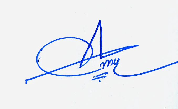 Amy creative signature ideas handwritten signature example in blue ink