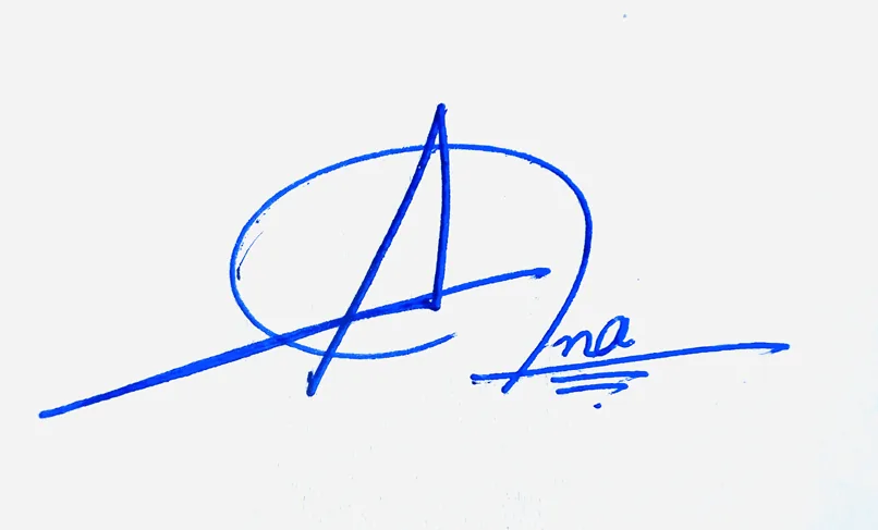 Ana creative signature ideas handwritten signature example in blue ink