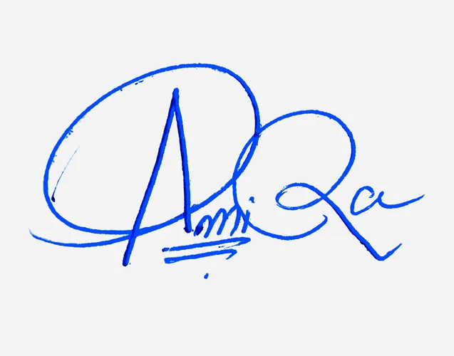 Amira creative signature ideas handwritten signature example in blue ink