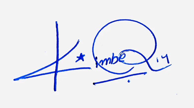 Kimberly creative signature ideas handwritten signature example in blue ink