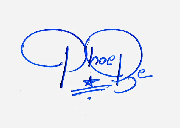 Phoebe creative signature ideas handwritten signature example in blue ink