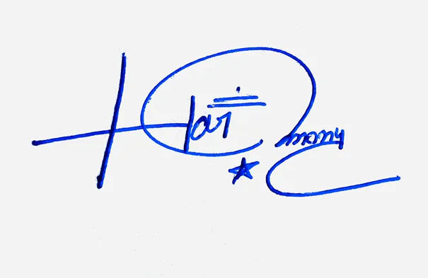 Harmony creative signature ideas handwritten signature example in blue ink