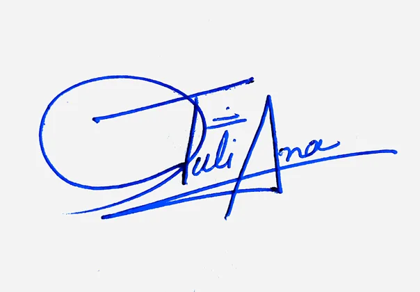 Juliana creative signature ideas handwritten signature example in blue ink