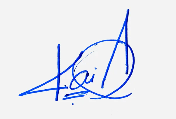 Kaia creative signature ideas handwritten signature example in blue ink
