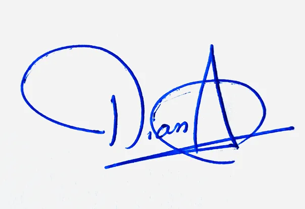 Diana creative signature ideas handwritten signature example in blue ink