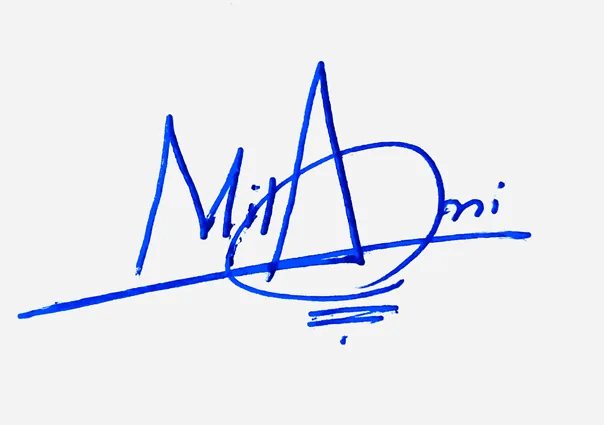Milani creative signature ideas handwritten signature example in blue ink
