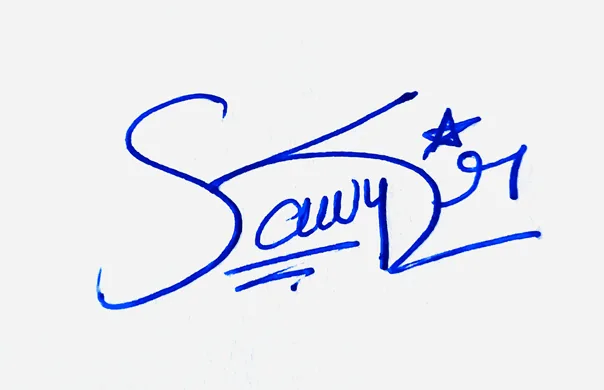 Sawyer creative signature ideas handwritten signature example in blue ink