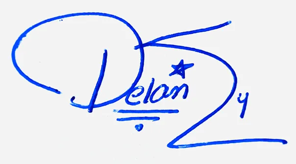Delaney cursive name signature ideas handwritten signature example in blue ink