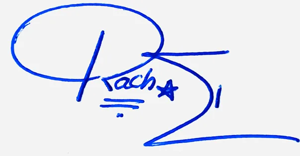 Rachel cursive name signature ideas handwritten signature example in blue ink