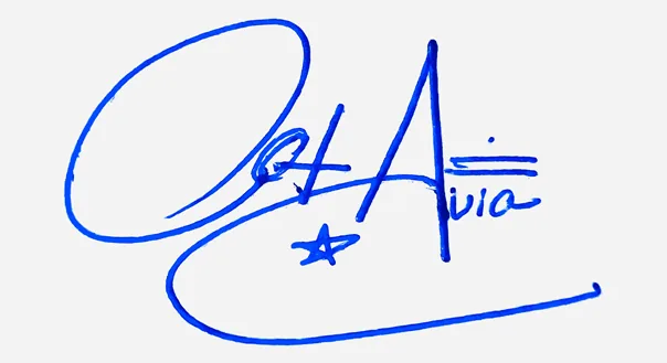 Octavia cursive name signature ideas handwritten signature example in blue ink