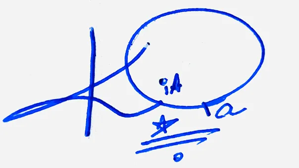 Kiara cursive name signature ideas handwritten signature example in blue ink
