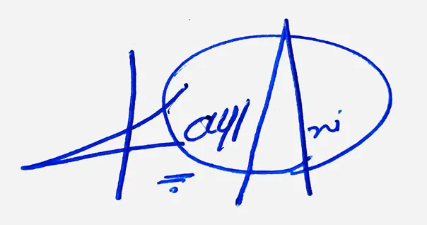 Kaylani cursive name signature ideas handwritten signature example in blue ink