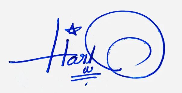 Harlow cursive name signature ideas handwritten signature example in blue ink