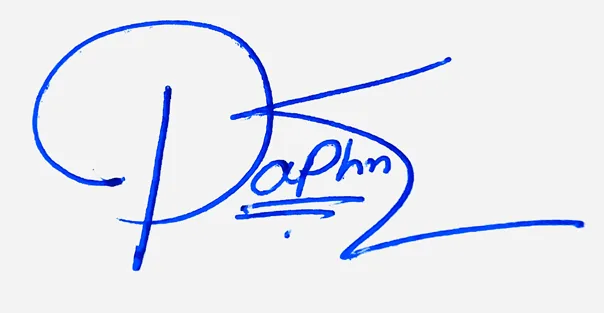 Daphne cursive name signature ideas handwritten signature example in blue ink