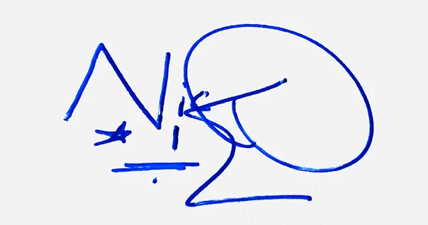 Nicole handwritten signature example in blue ink on white background