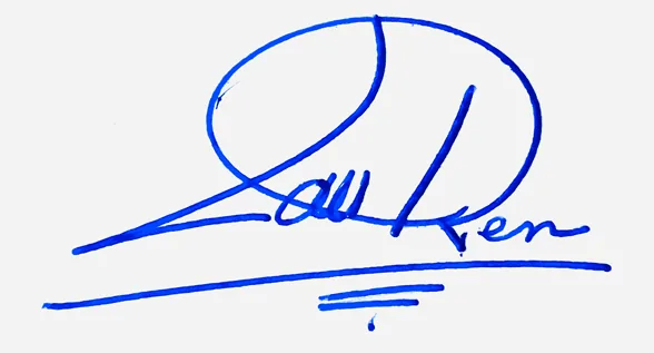 Lauren handwritten signature example in blue ink on white background