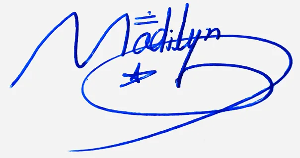 Madilyn handwritten signature example in blue ink on white background