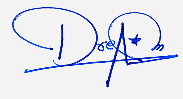 Dream handwritten signature example in blue ink on white background