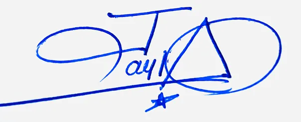 Jayla handwritten signature example in blue ink on white background