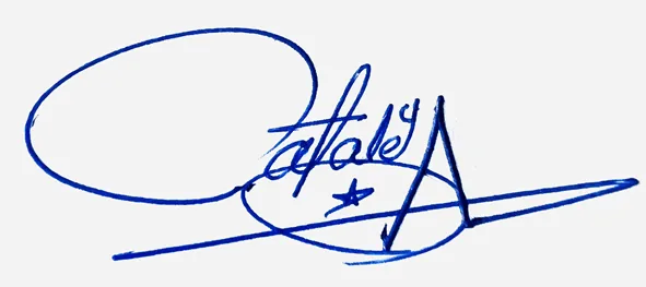 Cataleya handwritten signature example in blue ink on white background