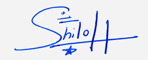 Shiloh handwritten signature example in blue ink on white background