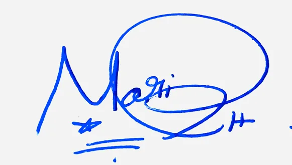 Mariah handwritten signature example in blue ink on white background