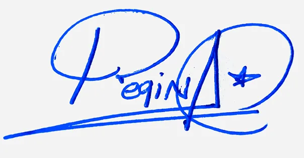 Regina handwritten signature example in blue ink on white background