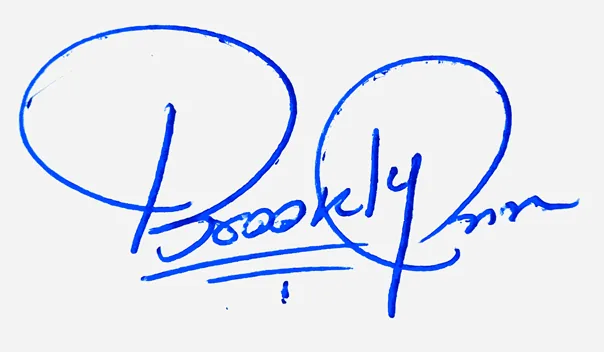Brooklynn handwritten signature example in blue ink on white background